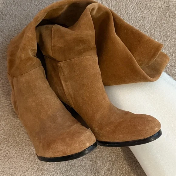 Sam Edelman Camel Suede Tan Knee-High Victoria Boots Size 8 - Picture 14 of 15